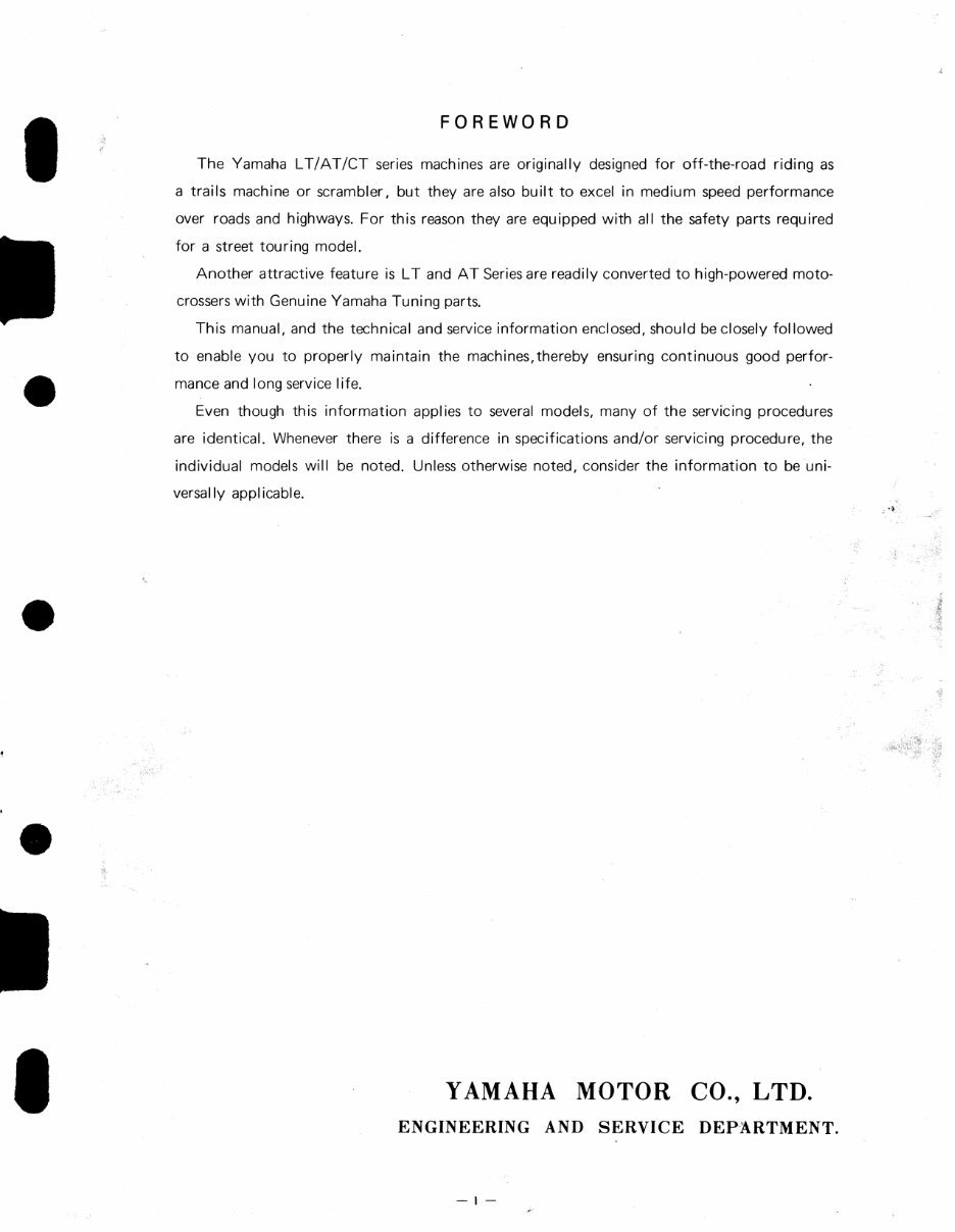 1971-1973 Yamaha CT1C, CT2, CT3 100cc-175cc Enduro Motorcycle Service & Repair Manual preview img 3