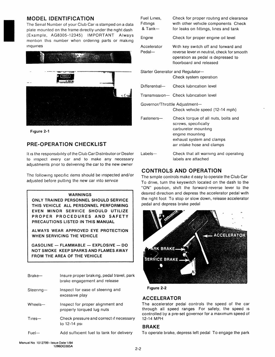 1984-1985 Club Car DS Gasoline Golf Cart OEM Service & Repair Manual preview img 10