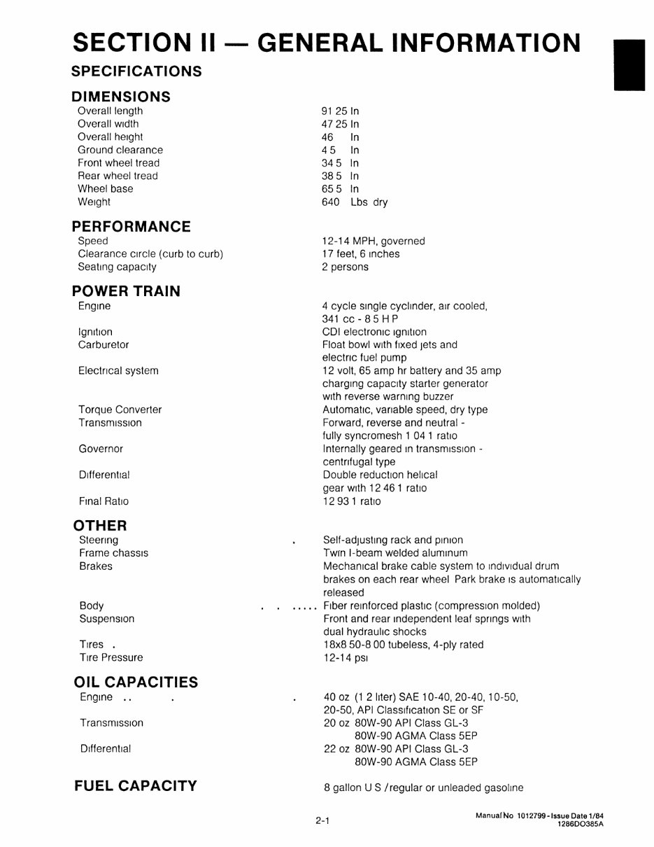 1984-1985 Club Car DS Gasoline Golf Cart OEM Service & Repair Manual preview img 9