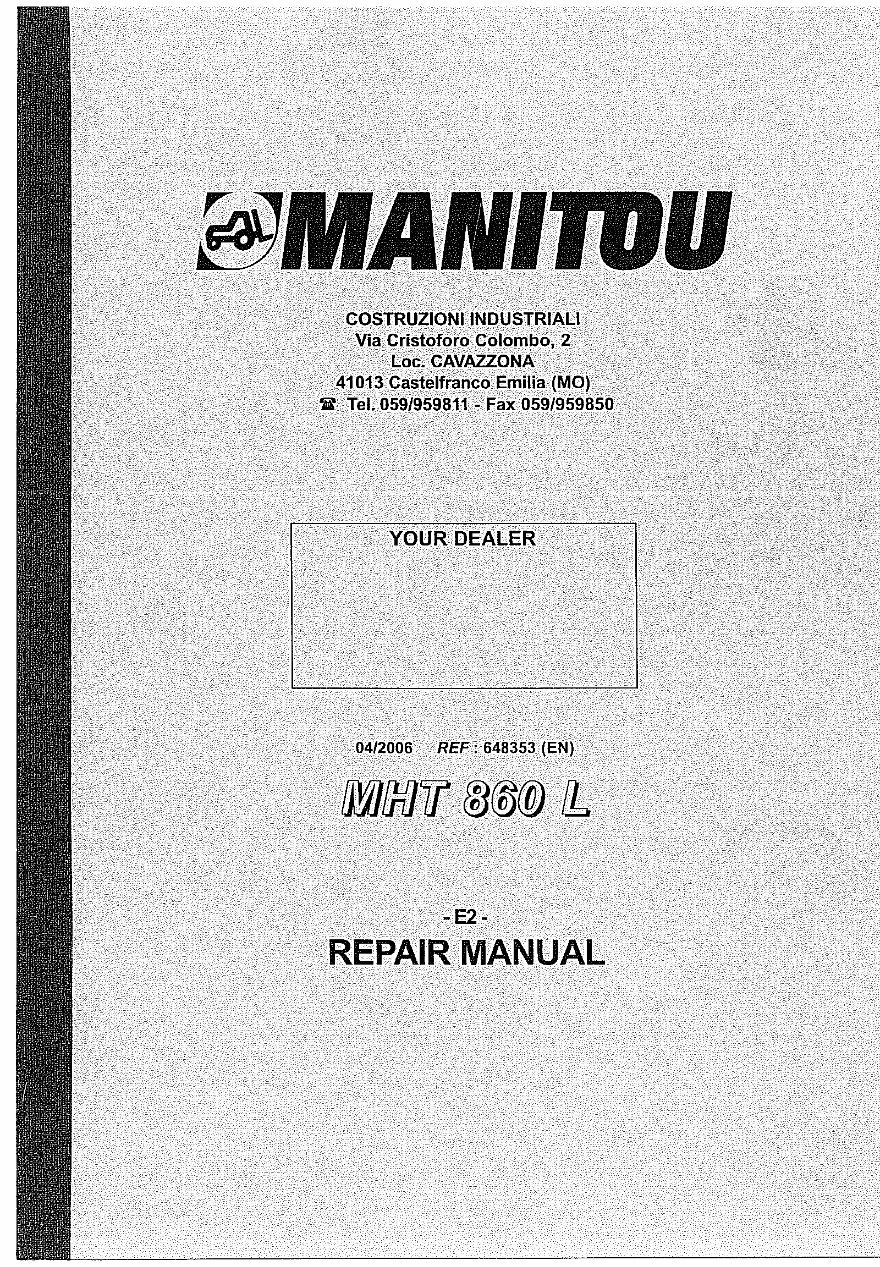 Manitou MHT860L Telescopic Forklift Workshop Service Manual preview img 1