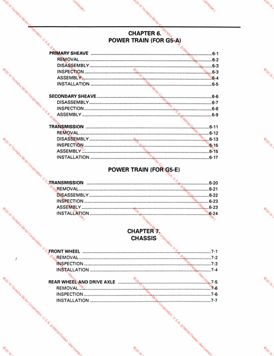 Yamaha G5 Golf cart service manual preview img 10