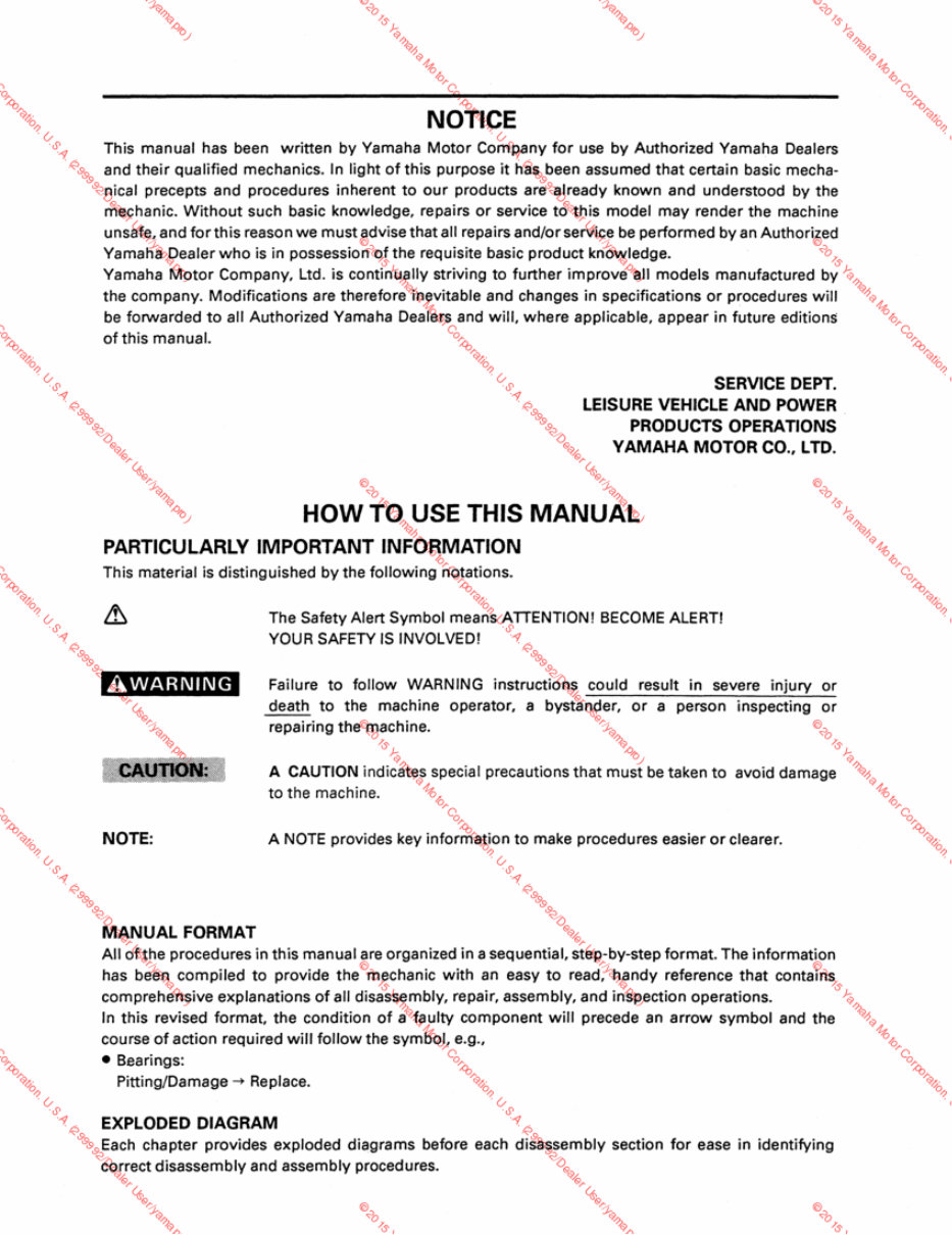 Yamaha G5 Golf cart service manual preview img 3
