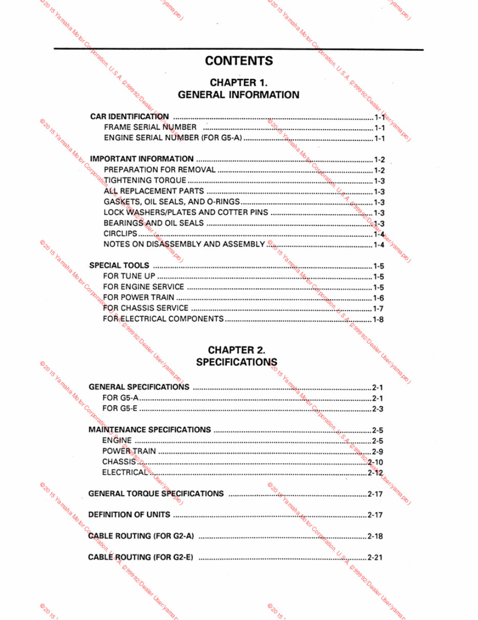 Yamaha G5 Golf cart service manual preview img 6