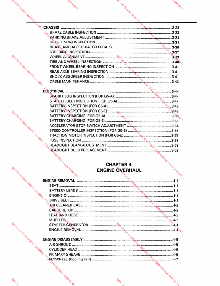 Yamaha G5 Golf cart service manual preview img 8