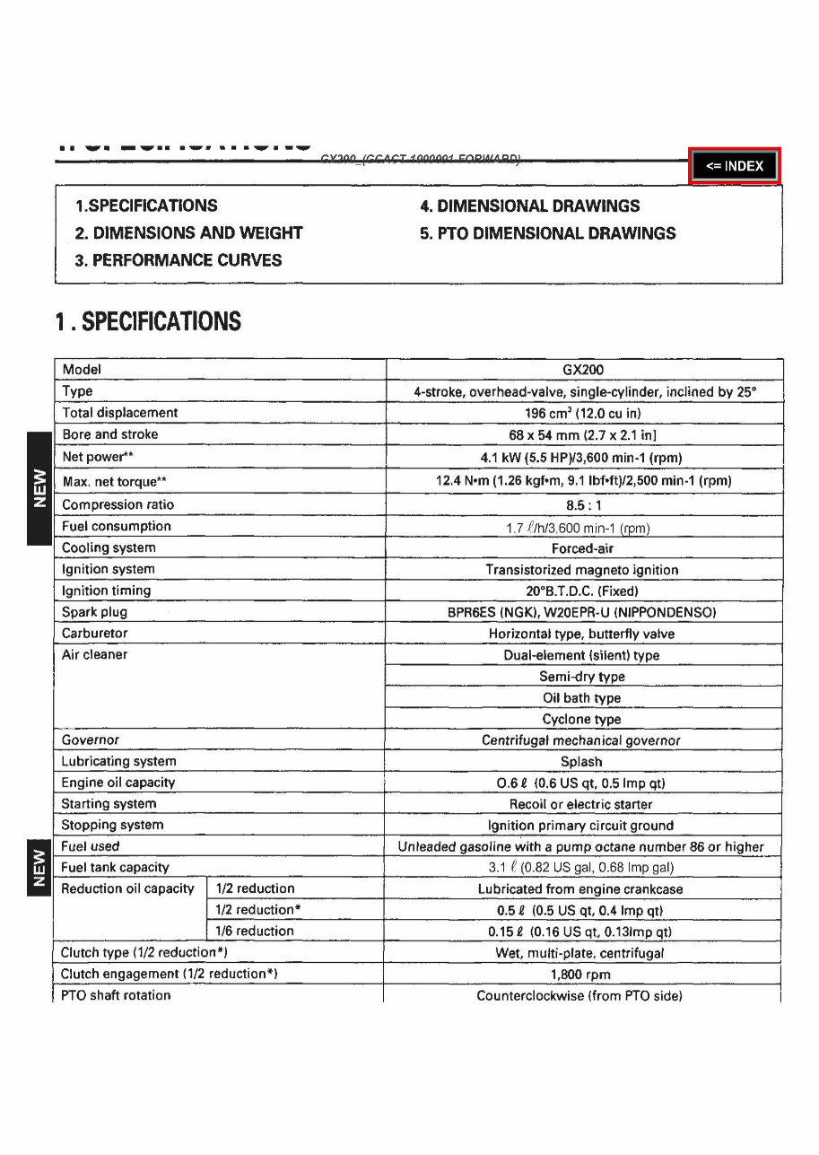 Honda GX200 Horizontal Shaft Engine OEM Service & Repair Manual preview img 1