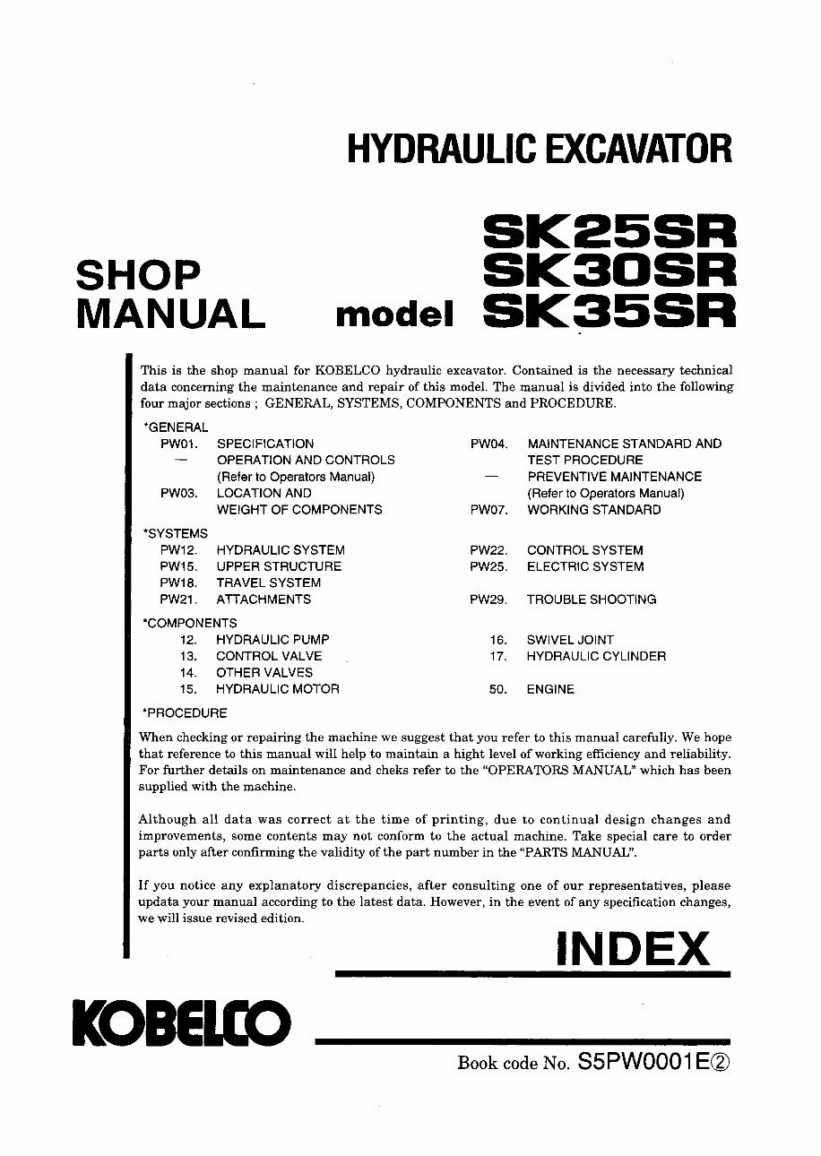 Kobelco SK25SR Mini Excavator Parts Manual INSTANT (SN: PV10001 and up) preview img 1