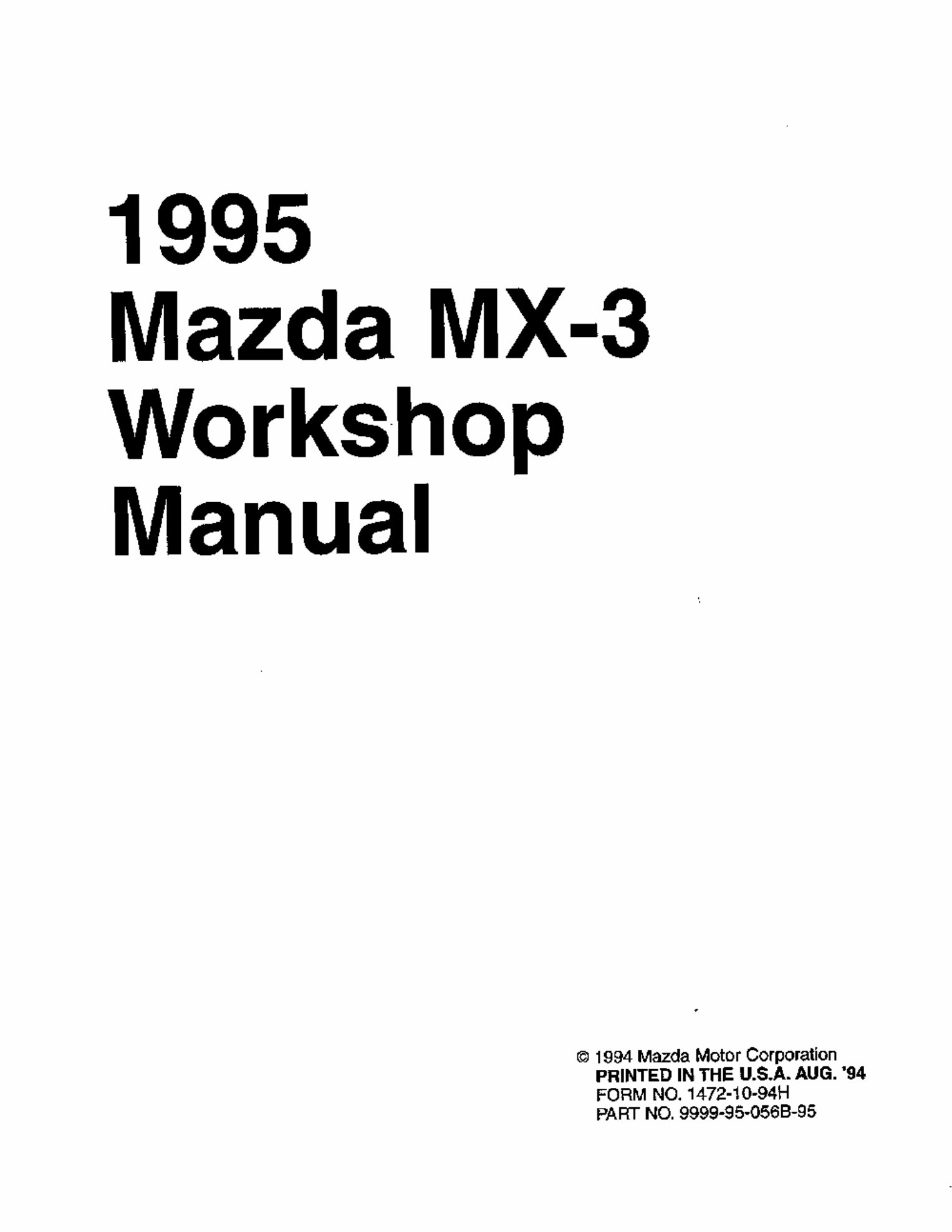1992-1995 Mazda MX3 Service & Repair Manual preview img 1