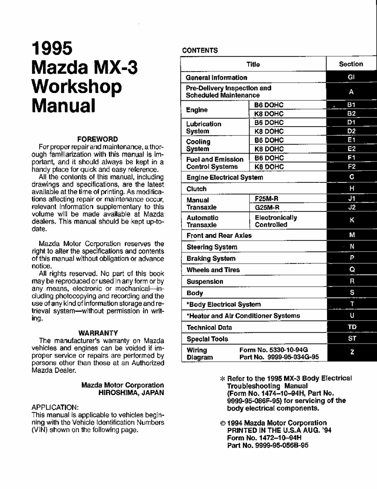 1992-1995 Mazda MX3 Service & Repair Manual preview img 3