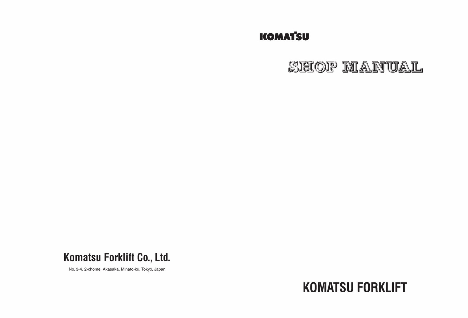 Komatsu Forklift Workshop Shop Service Repair Manual FD FG preview img 1