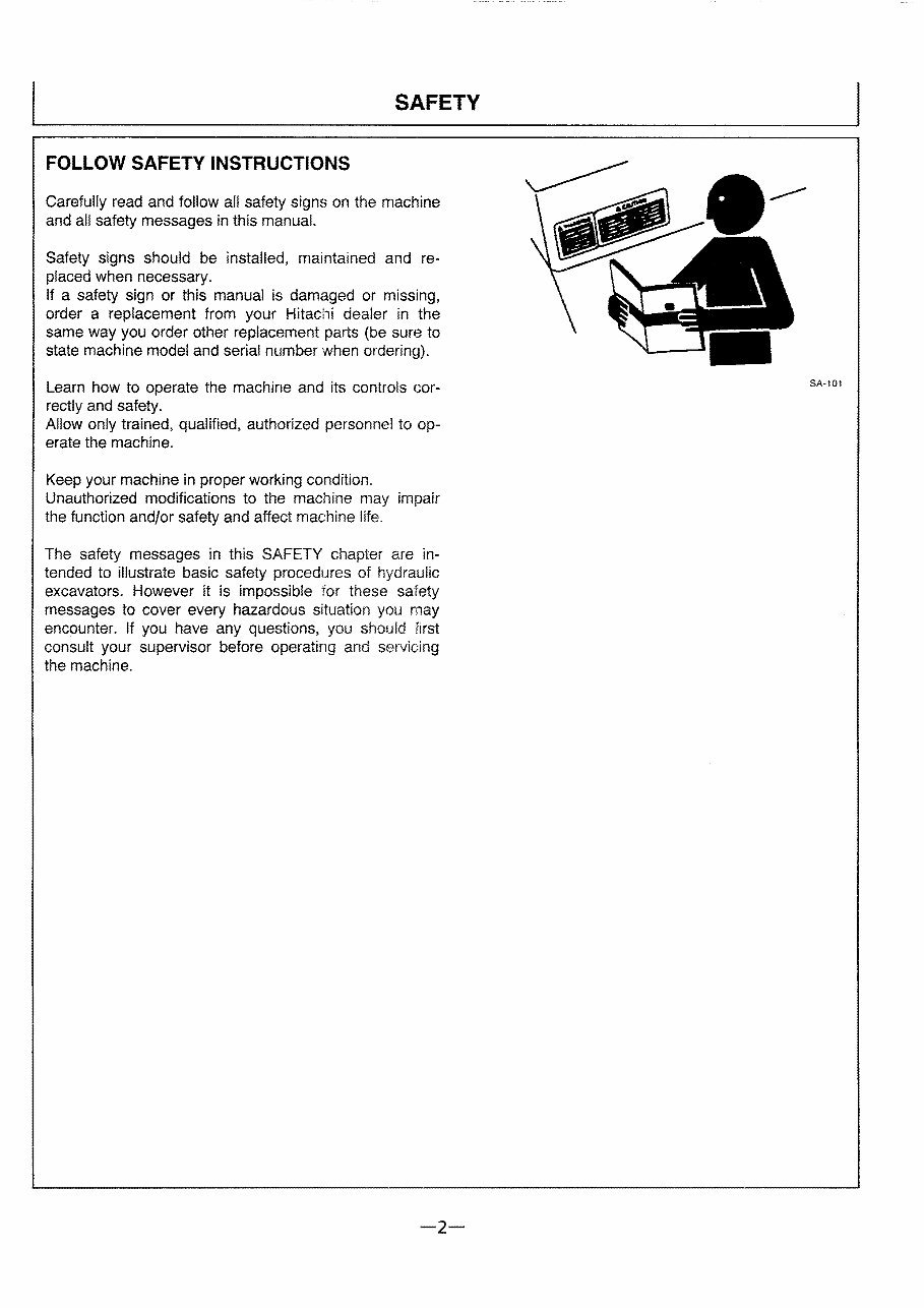 HITACHI EX200-3 EX200LC-3 EX200H-3 EX200LCH-3 EX220-3 EX220LC-3 Excavator Operators Manual preview img 6