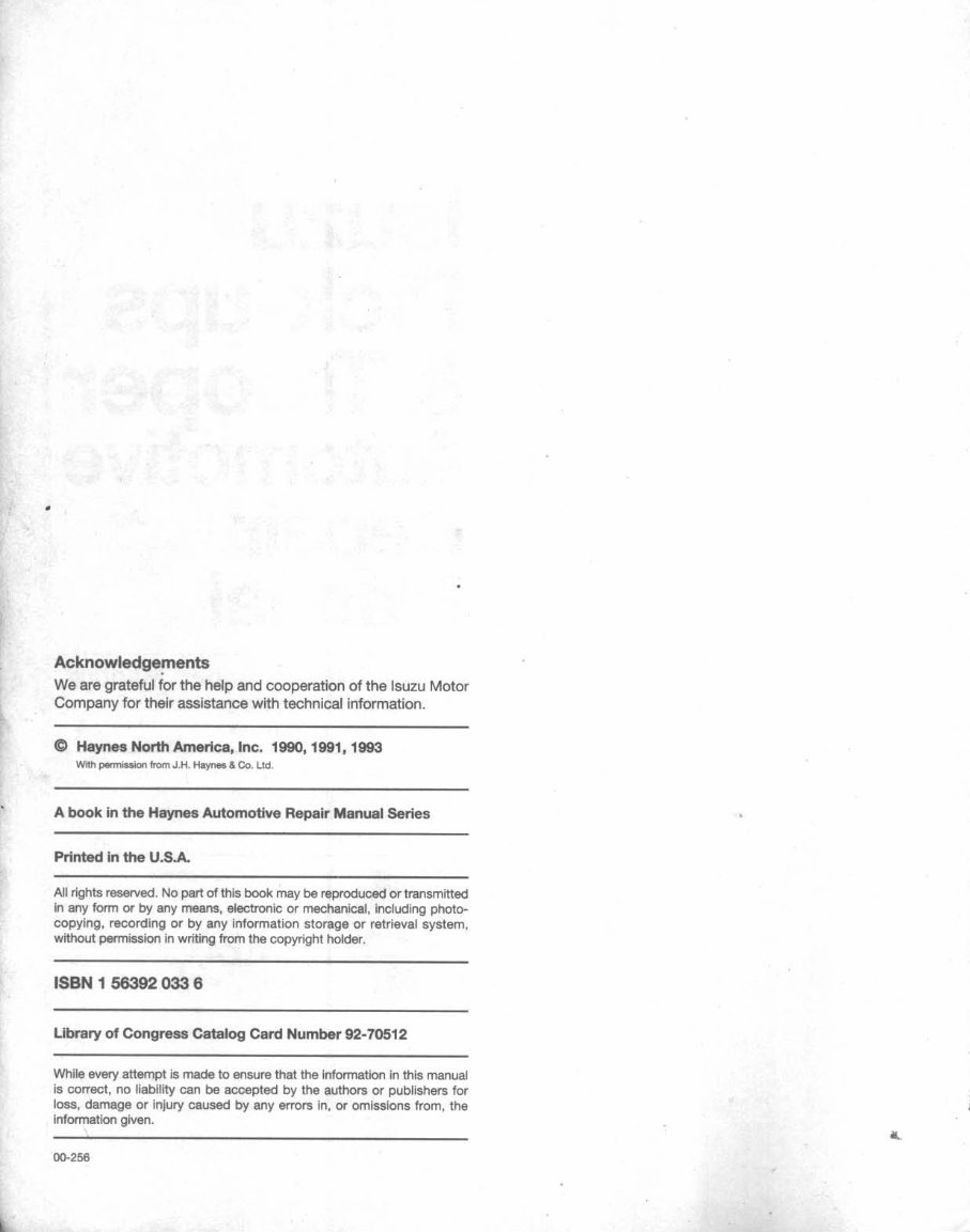 1992 Isuzu Pickups Service & Repair Manual preview img 3