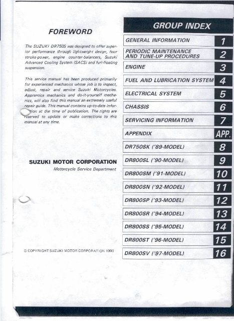 Suzuki DR 800 Service Manual preview img 2