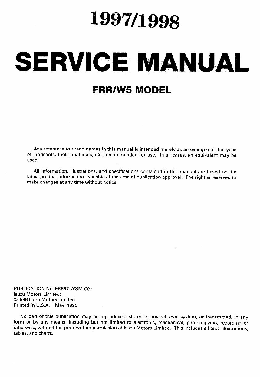 1997-1998 Isuzu Commercial Truck FRR/W5 Service & Repair Manual preview img 4