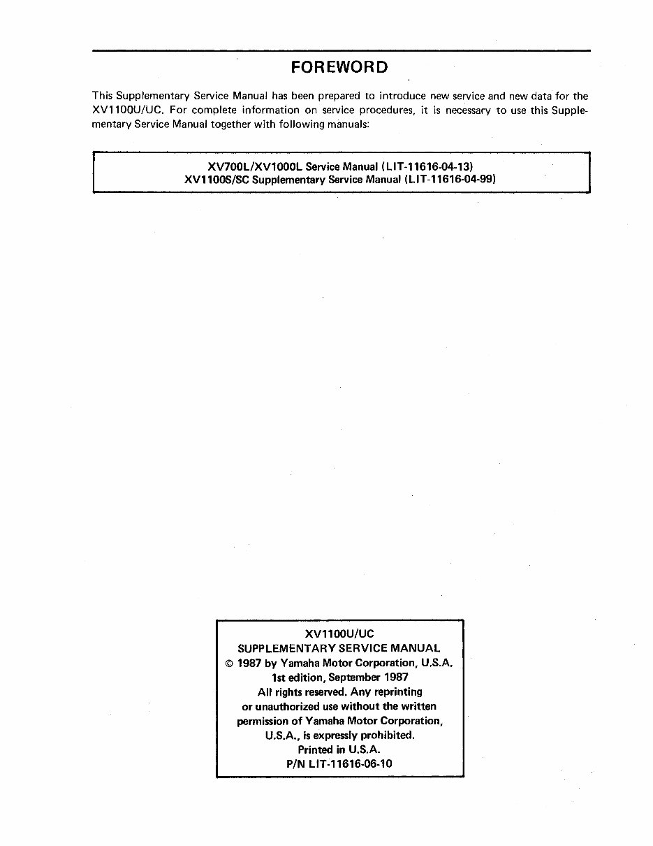 1995 Yamaha XV1100 Virago Service & Repair Manual preview img 3