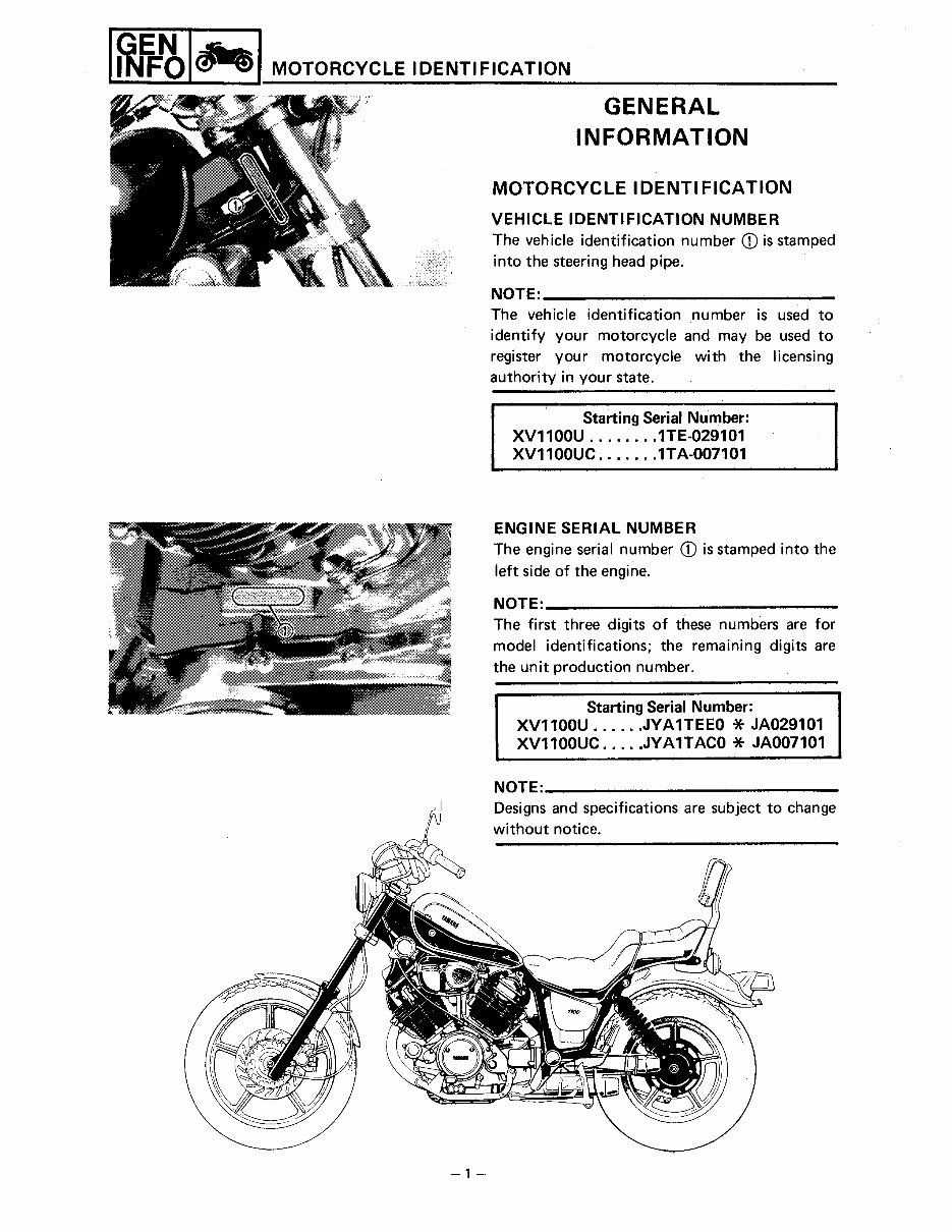 1995 Yamaha XV1100 Virago Service & Repair Manual preview img 7