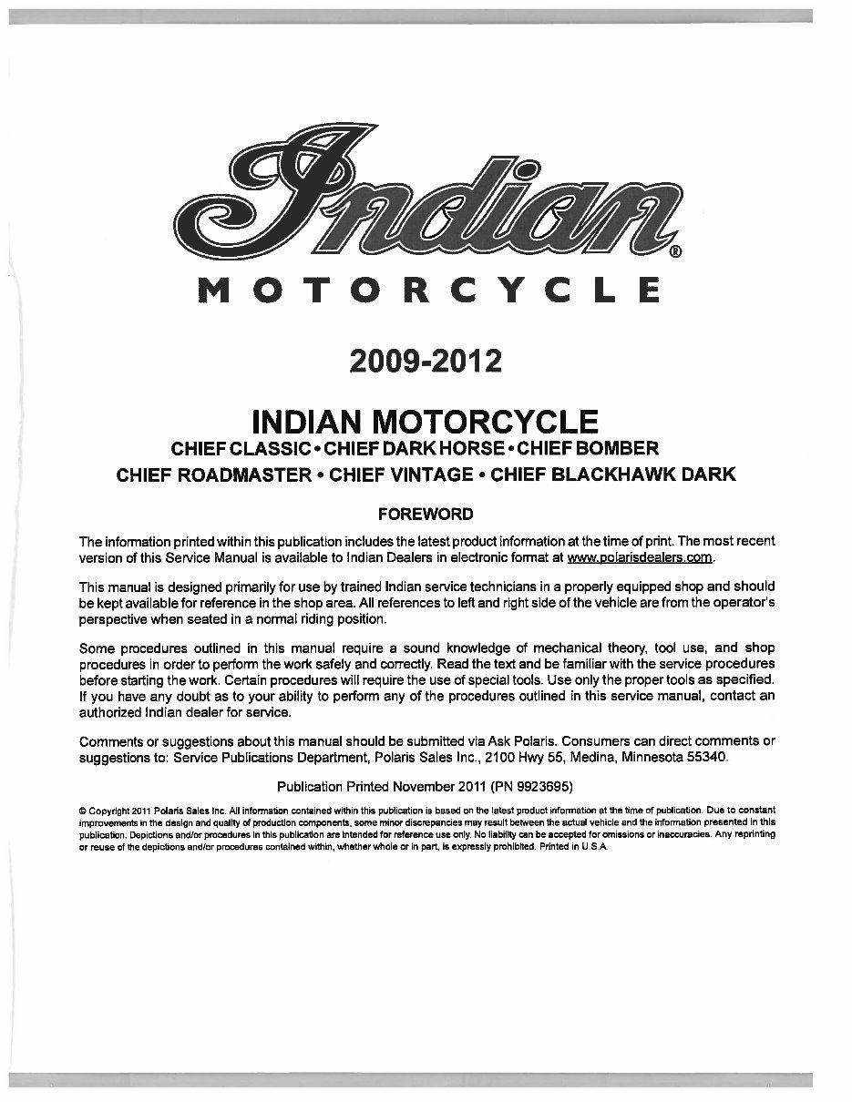 2009-2012 Indian Motorcycle Chief Service & Repair Manual preview img 2