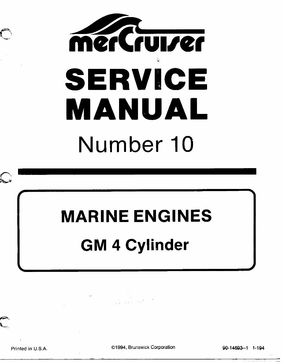 1985-1989 Mercury Mercruiser #10 Marine EngineS GM 4-Cylinder Workshop Service Repair Manual preview img 1