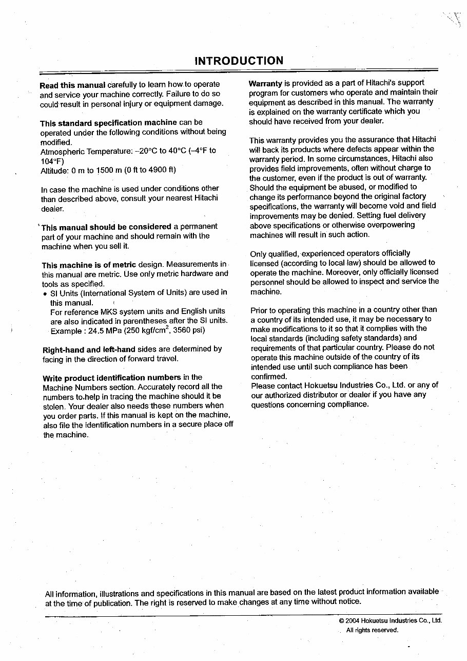 Airman AX Series (AX30/AX35/AX40/AX50) Mini-Excavator Operators Manual preview img 2