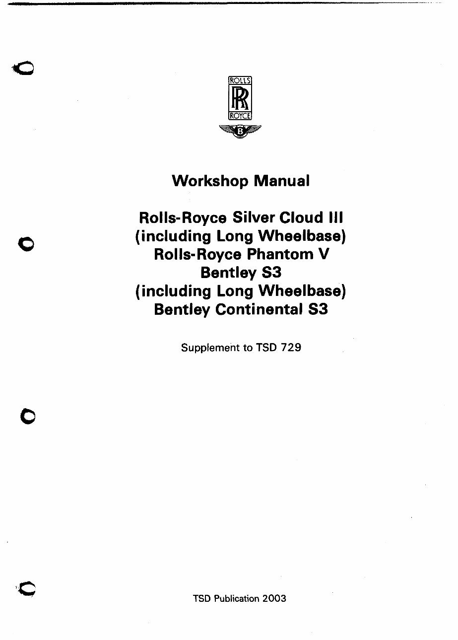 Rolls-Royce Silver Cloud II Bentley Engine Workshop Manual preview img 1