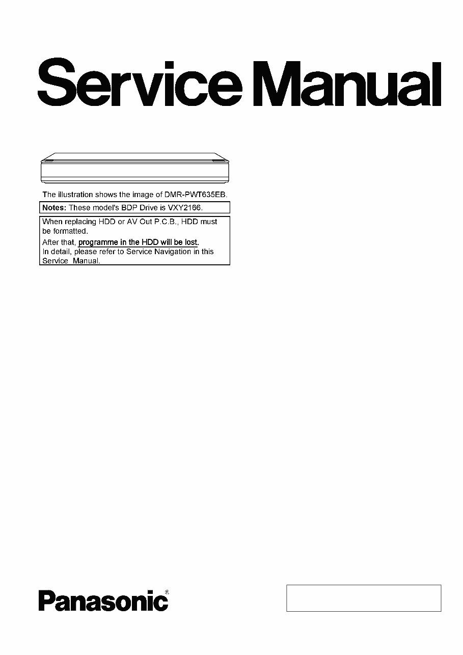 Panasonic DMR-PWT530 PWT530EB Service Manual and Repair Guide preview img 1