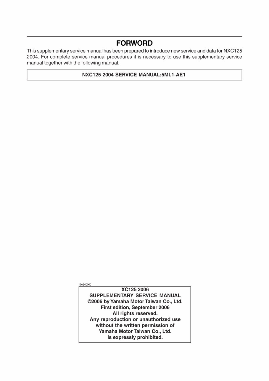 YAMAHA CYGNUS 125 NXC125 XC125 Workshop Repair Manual 2004-2009 preview img 2