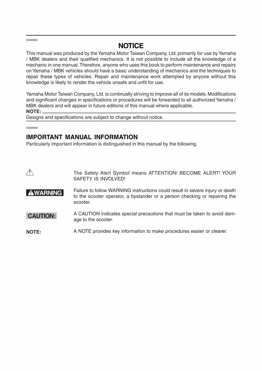 YAMAHA CYGNUS 125 NXC125 XC125 Workshop Repair Manual 2004-2009 preview img 3