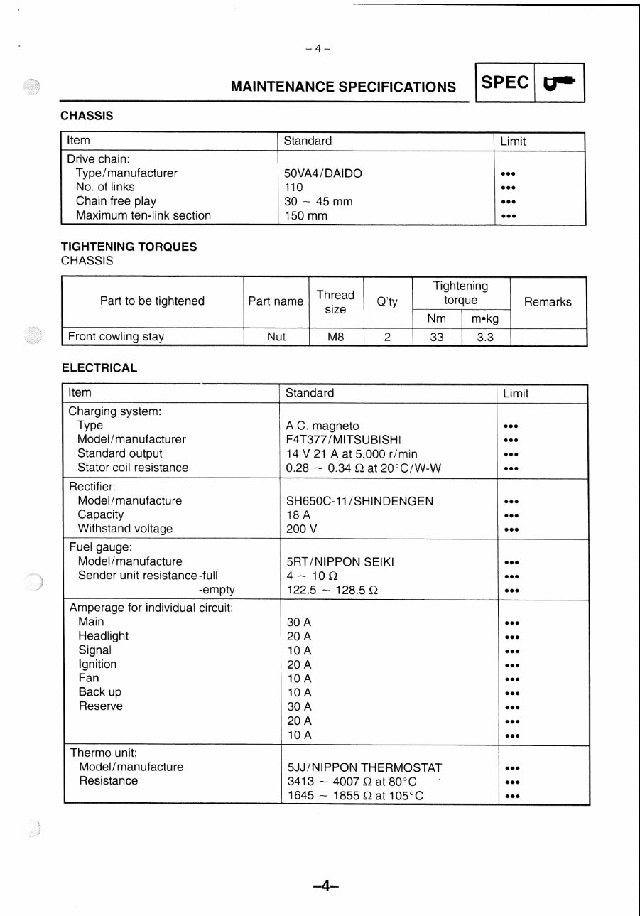Yamaha FAZ 600 Service Manual / Repair Manual preview img 9