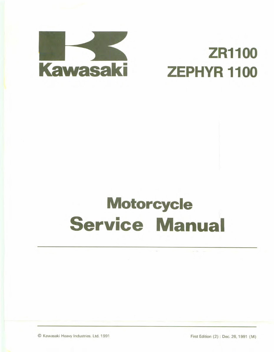 1991 Kawasaki ZR1100-A1 (Zephyr 1100) Motorcycle Workshop Service Manual in German preview img 1