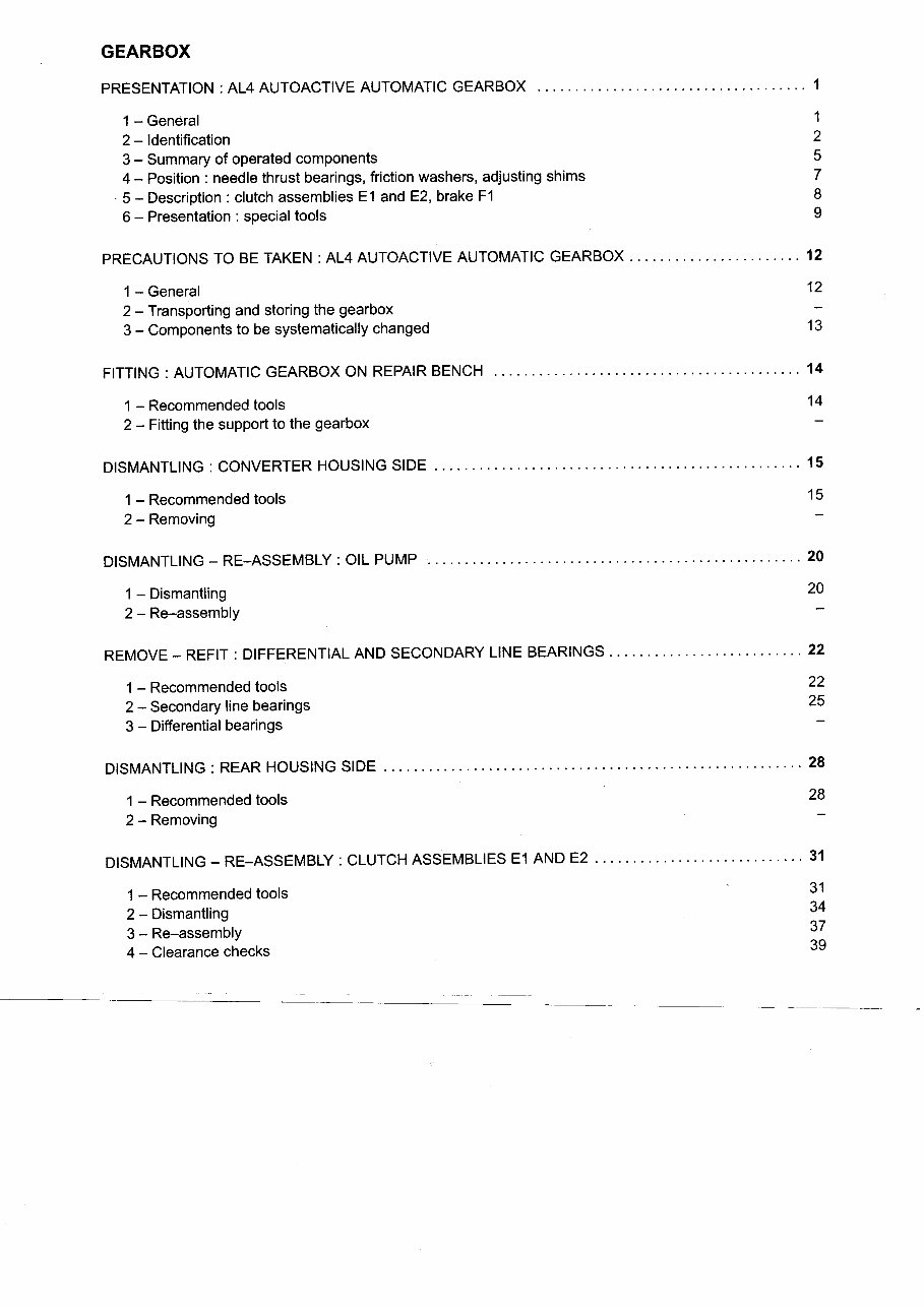 RENAULT PEUGEOT AL4 Automatic Gearbox Transmission Manual preview img 1