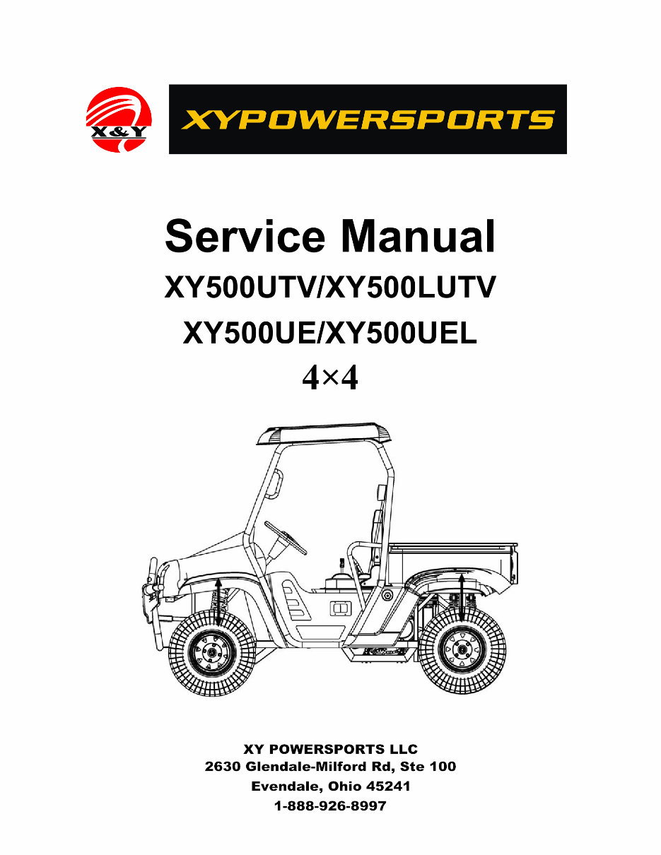 XINYANG XY POWERSPORTS XY500UTV XY500LUTV 4X4 Shop Manual preview img 1