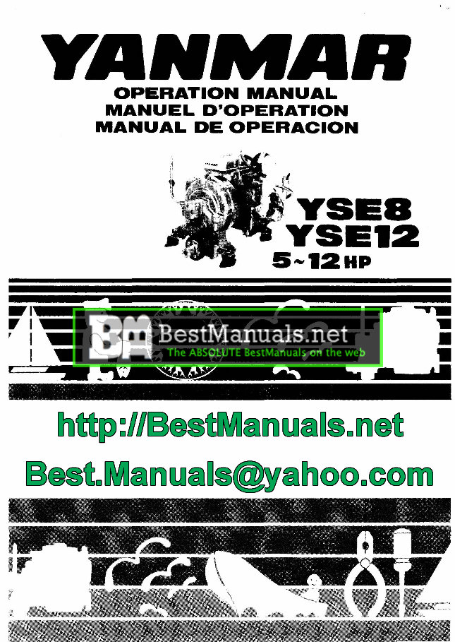 Yanmar YSE YSE8 YSE12 Marine Diesel Engine (3 Manual Set) Operators, Parts & Complete Workshop Service Repair Manual preview img 1