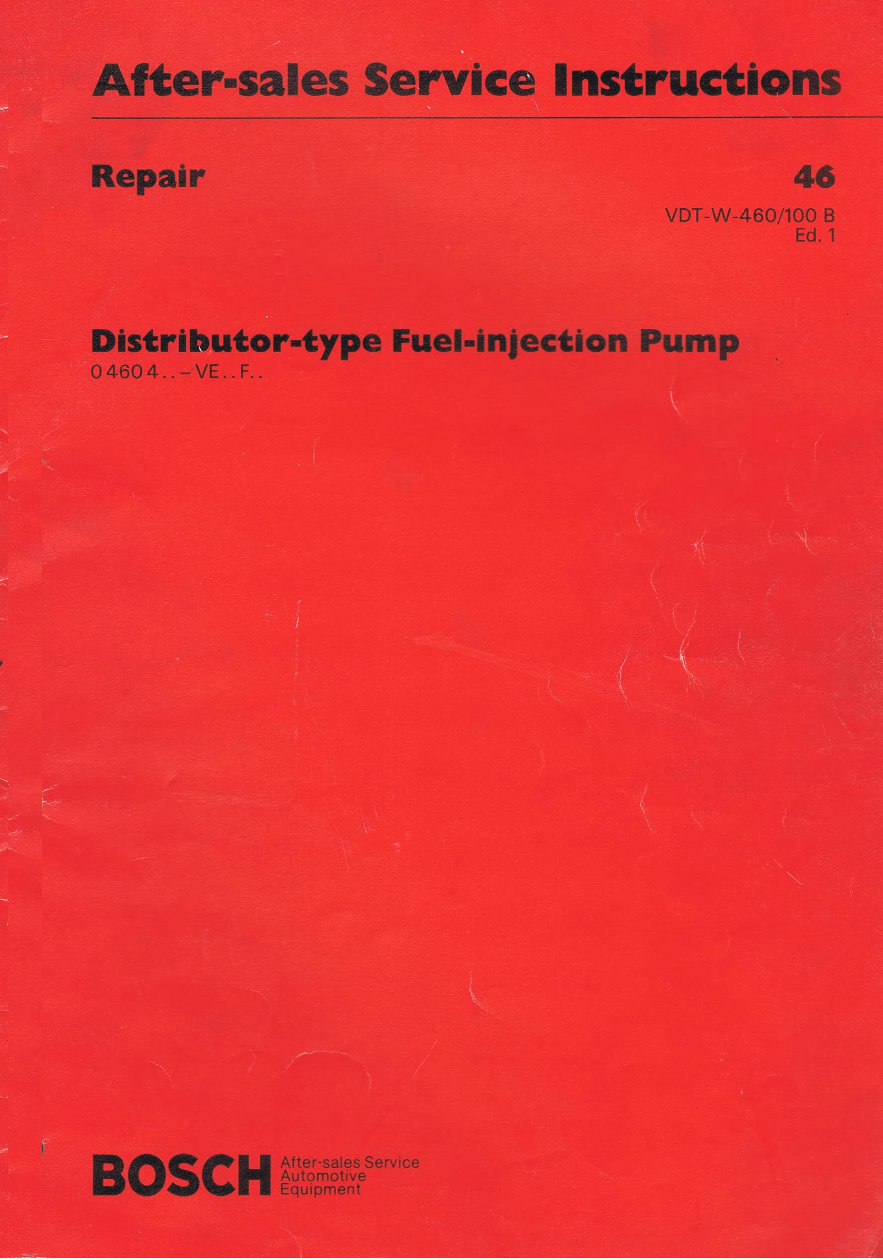 Bosch VE Fuel Injection Pump Service & Repair manual preview img 1