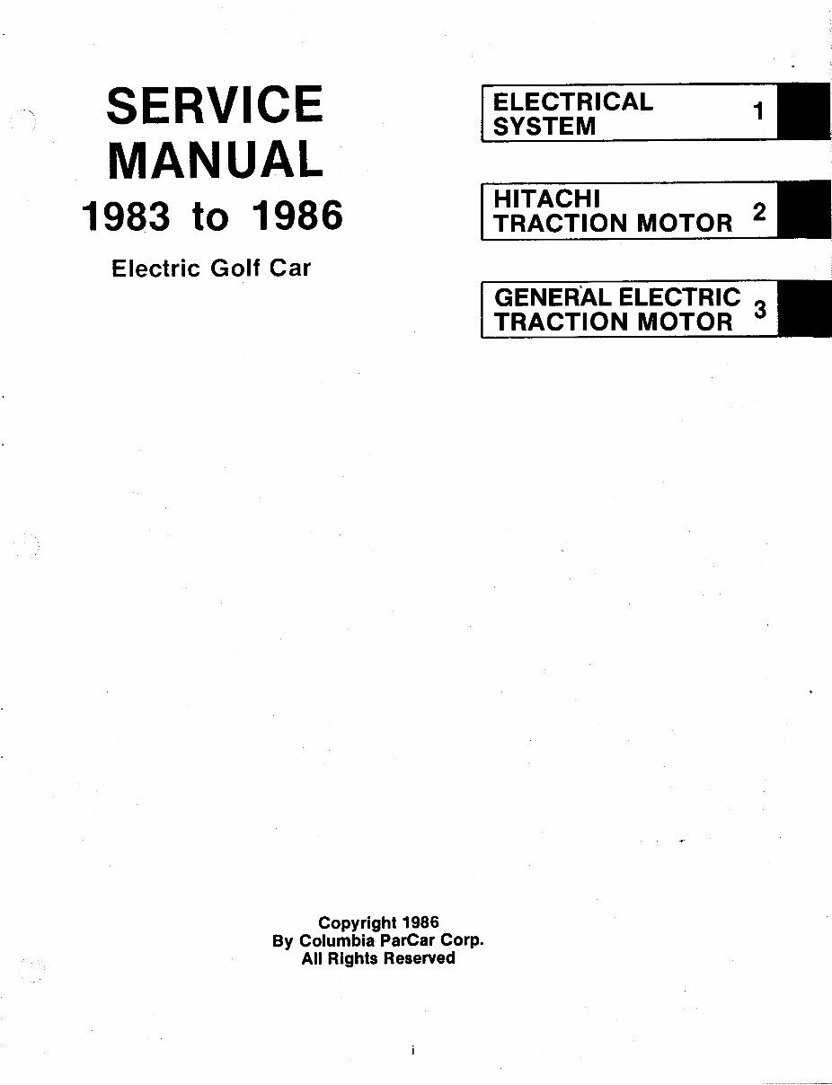 1985-1987 Columbia Parcar Electric Golf Cart Service & Repair Manual preview img 2