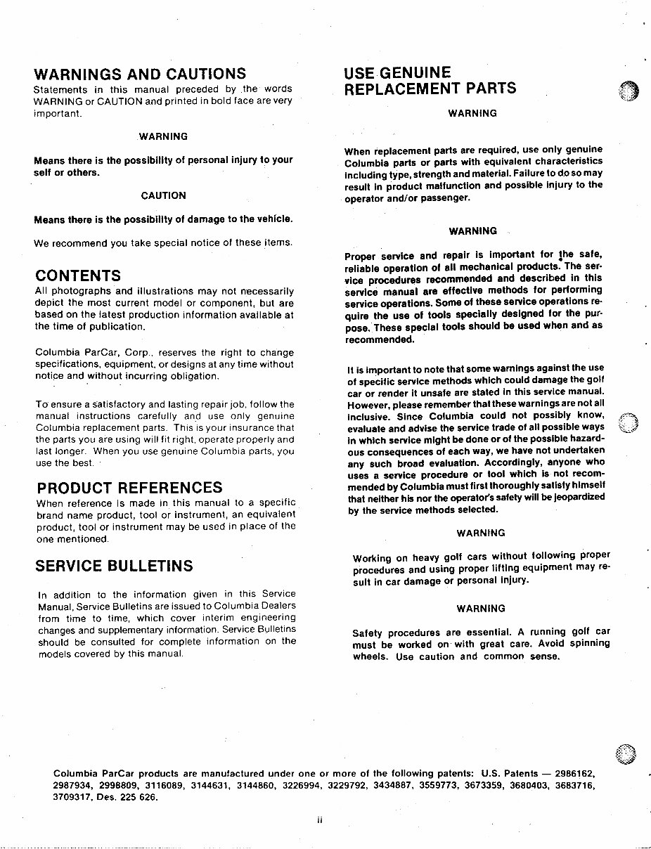 1985-1987 Columbia Parcar Electric Golf Cart Service & Repair Manual preview img 3