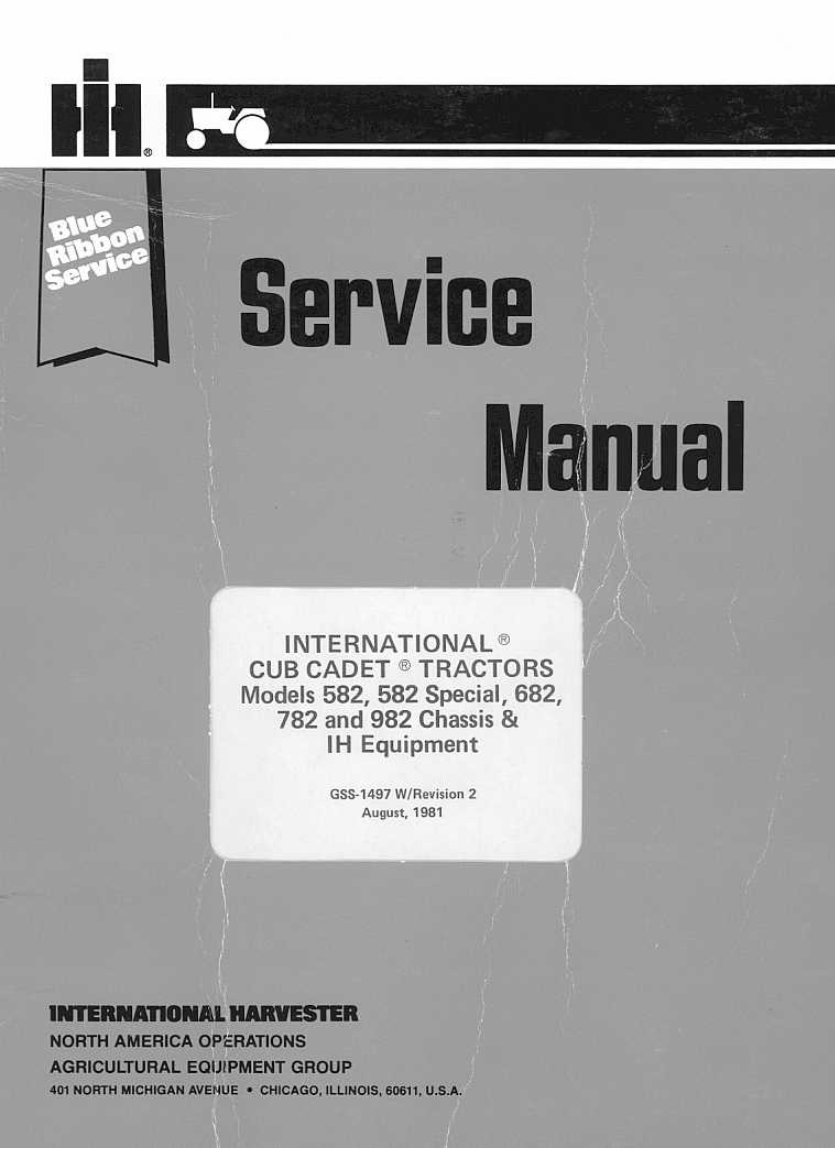 IH/Cub Cadet 582/682/782/982 Tractors OEM Service & Repair Manual preview img 1