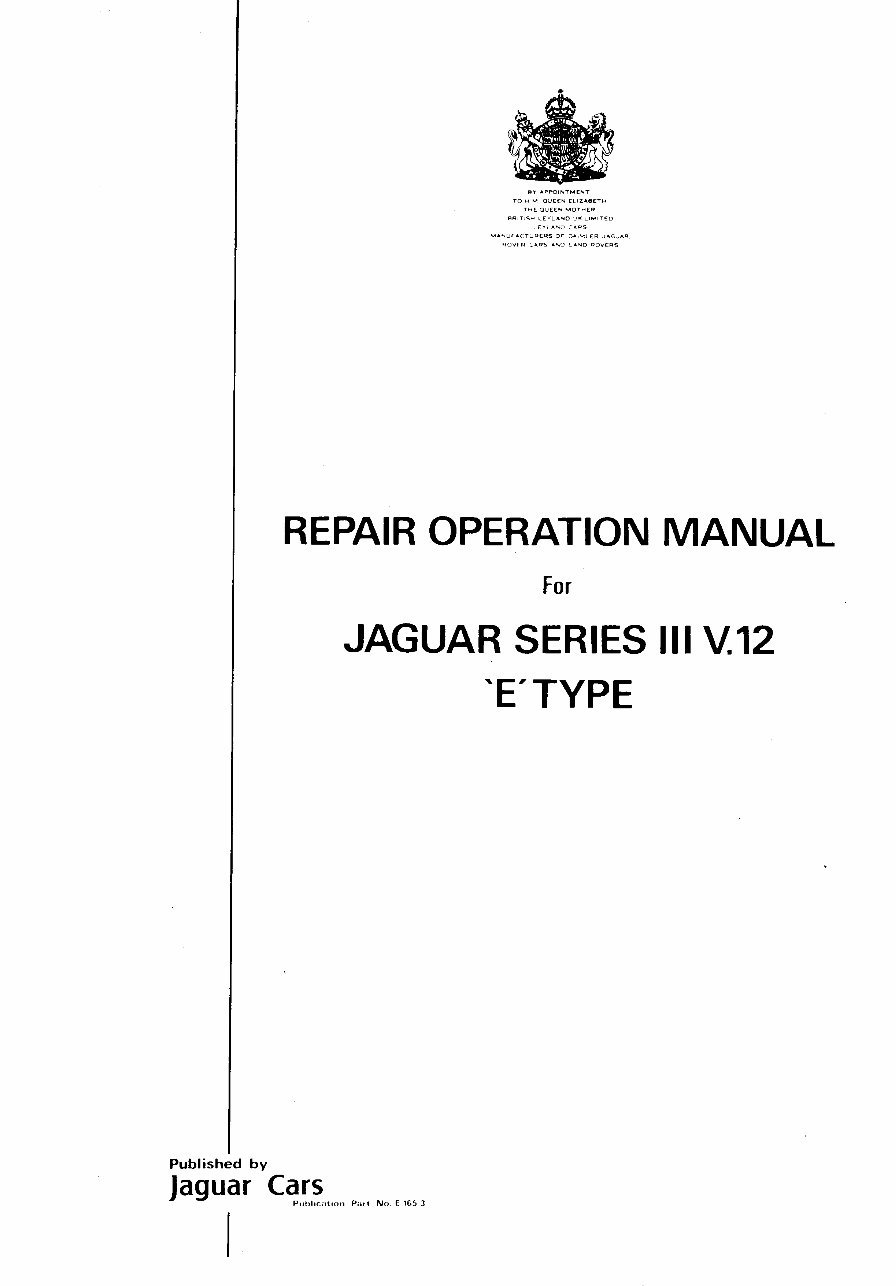 1971-1974 Jaguar E-Type Series Iii V12 Service & Repair Manual preview img 1