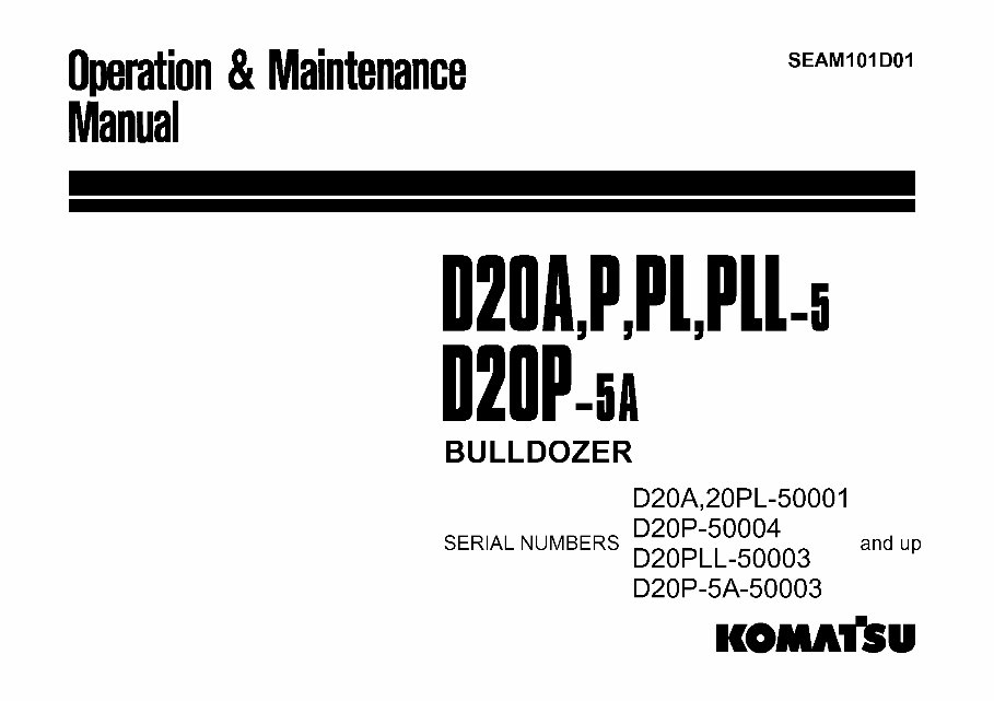 Komatsu D20A-5 Bulldozer Workshop Service Repair Manual preview img 1