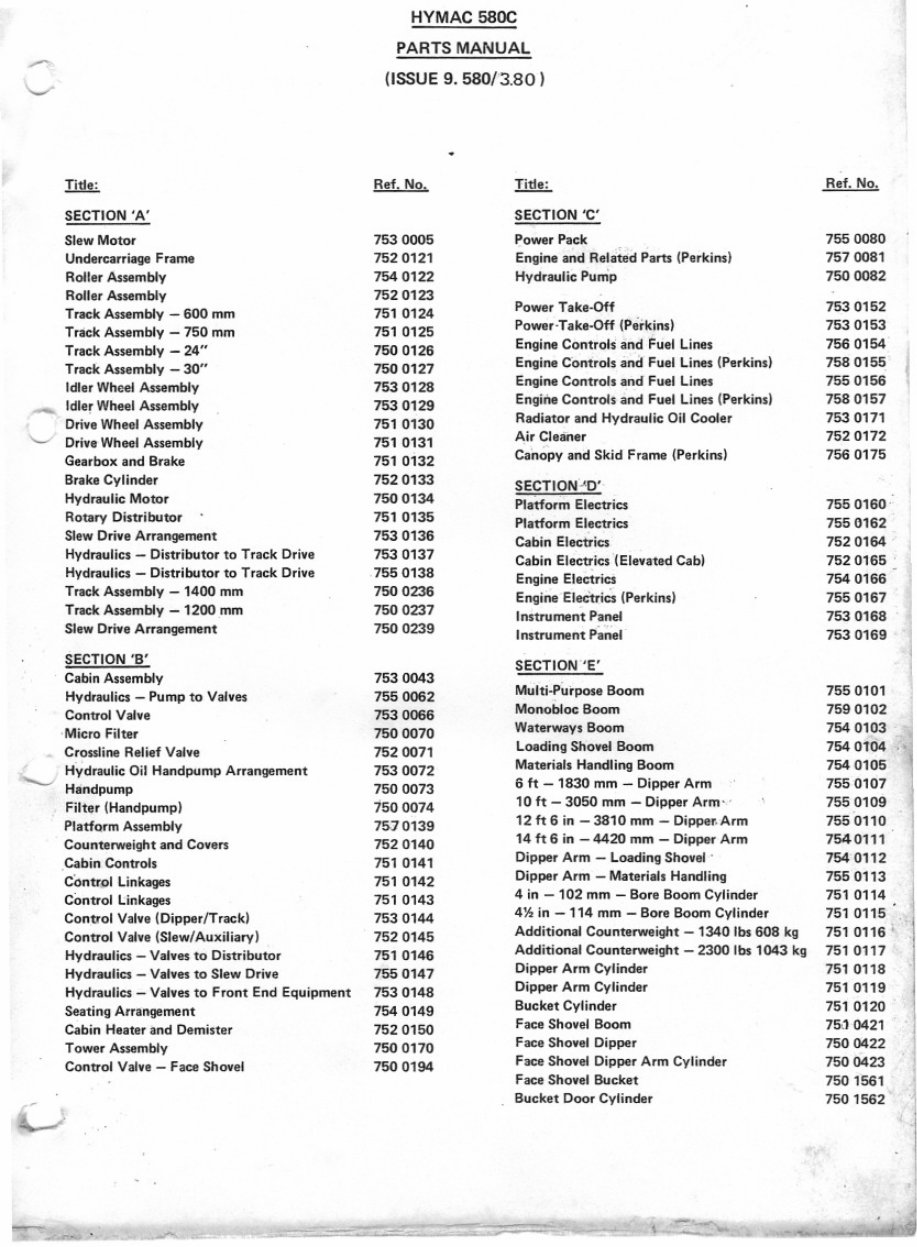 HYMAC 580C Parts Manual preview img 3