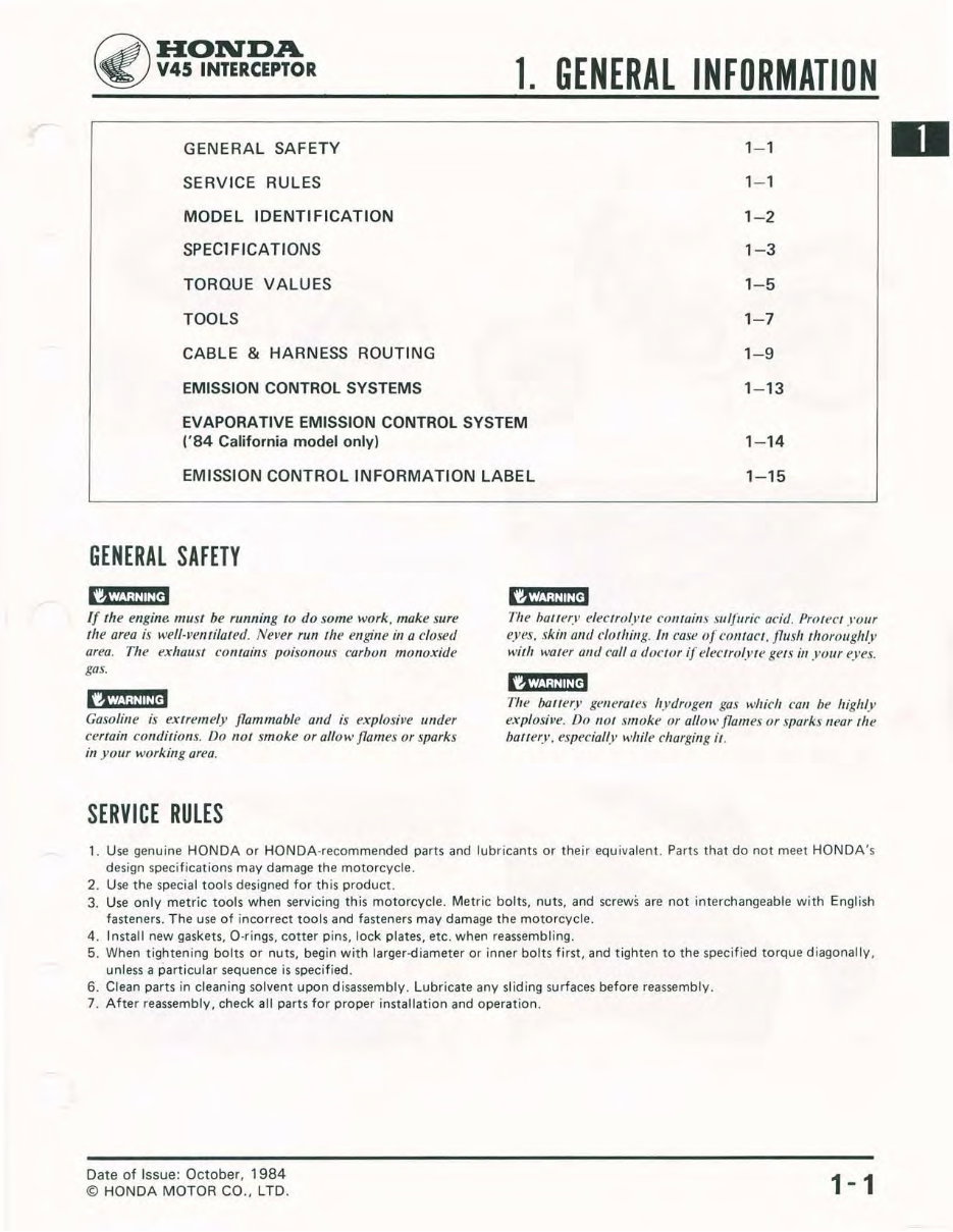 1983-1985 Honda Vf700F Vf750F Interceptor Service & Repair Manual preview img 5