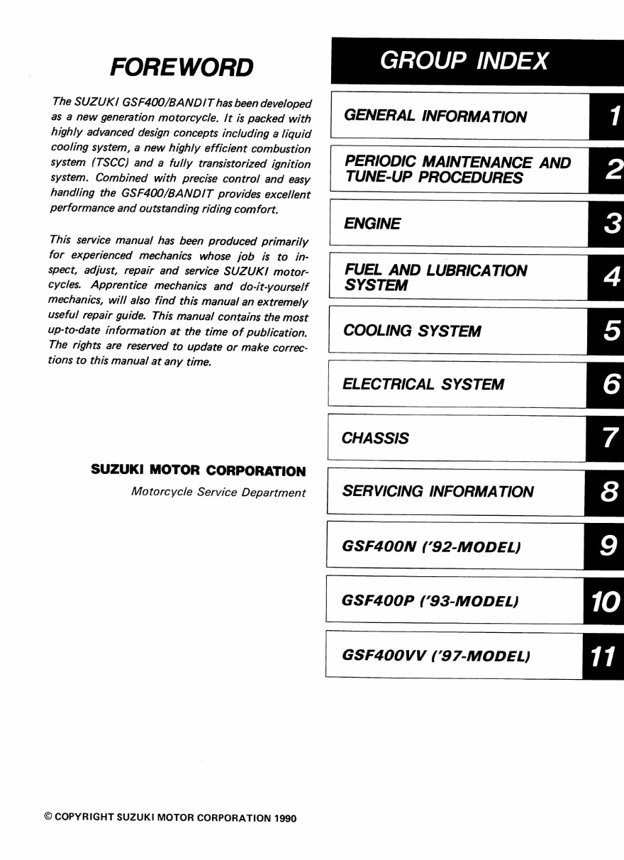 Suzuki GSF400 GSF 400 Bandit COMPLETE OFFICIAL FACTORY Service / Repair / Workshop Manual 91-97 preview img 2