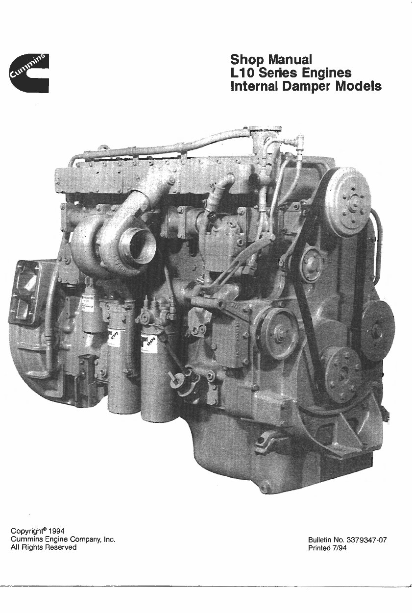 Cummins L10 Series Engines Workshop Manual preview img 2
