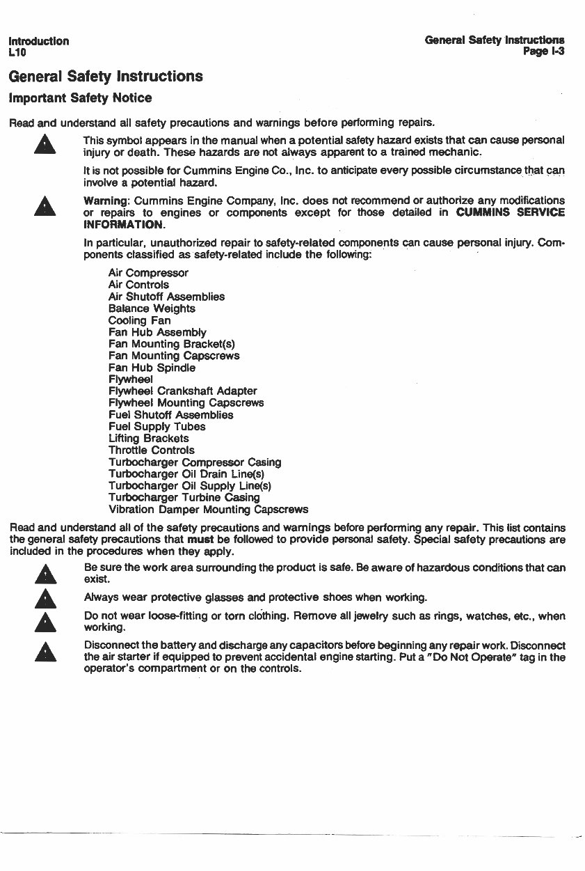Cummins L10 Series Engines Workshop Manual preview img 8
