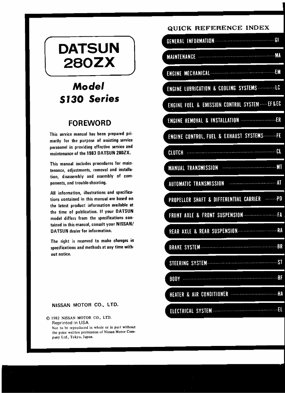 1983 Datsun 280ZX Service & Repair Manual preview img 2