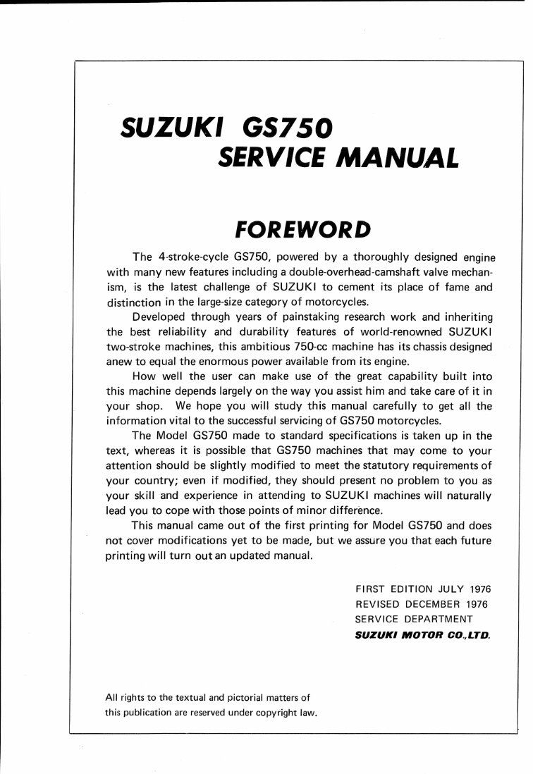 1981 Suzuki GS 750 Service & Repair Manual preview img 2