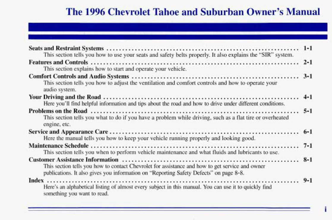 1996 GMC Suburban Owners Manual preview img 2