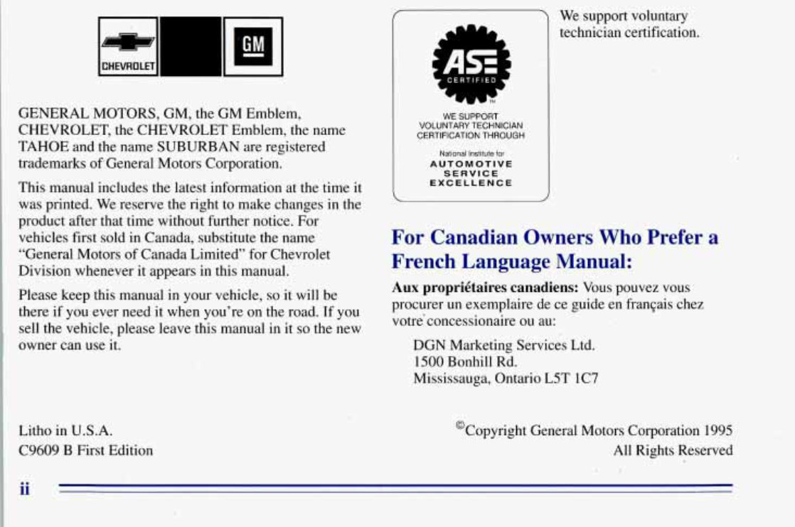 1996 GMC Suburban Owners Manual preview img 3