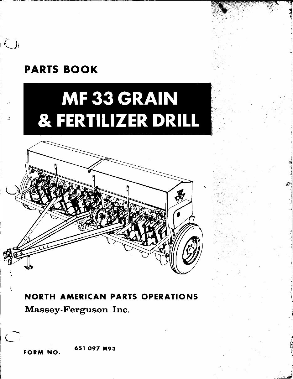 MASSEY FERGUSON MF 33 GRAIN DRILL Parts Manual 651097M93 preview img 1
