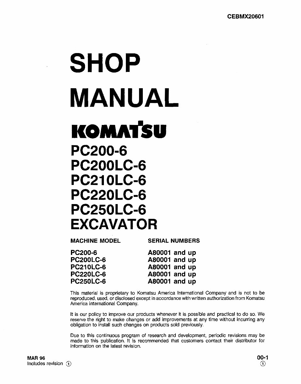 Komatsu PC220LC-6 Excavator OEM Service & Repair Manual preview img 1