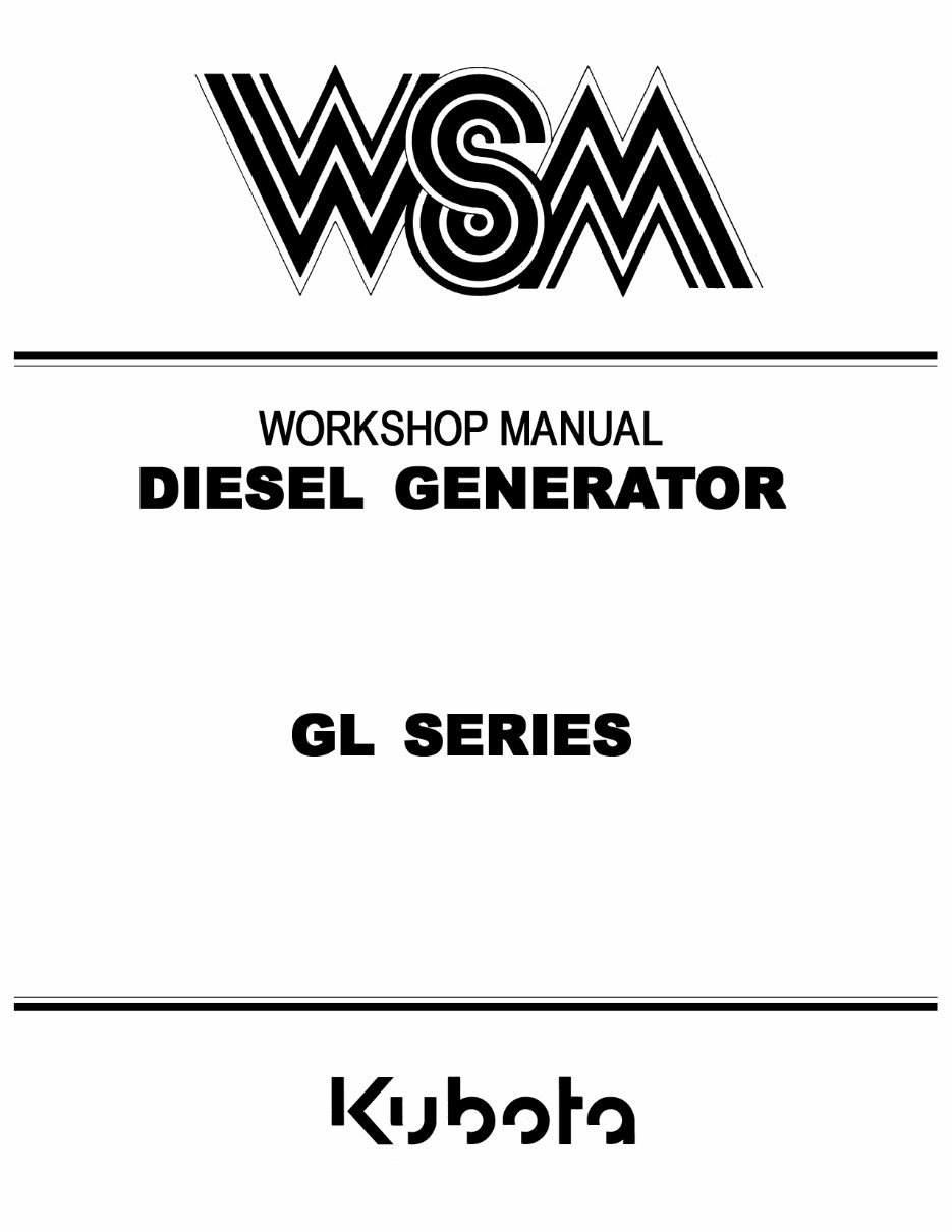 Kubota GL6500S Generator Factory Service & Work Shop Manual preview img 1