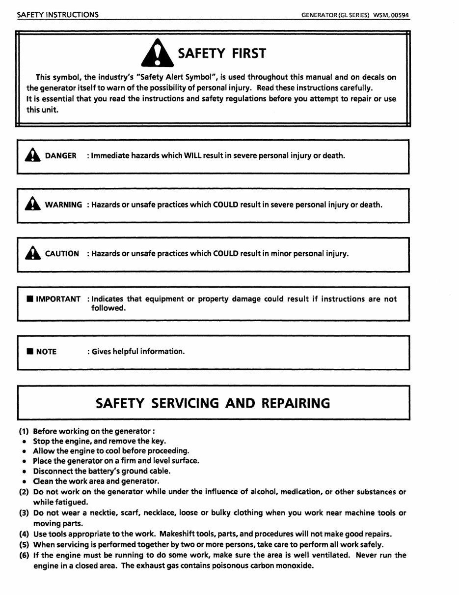 Kubota GL6500S Generator Factory Service & Work Shop Manual preview img 4